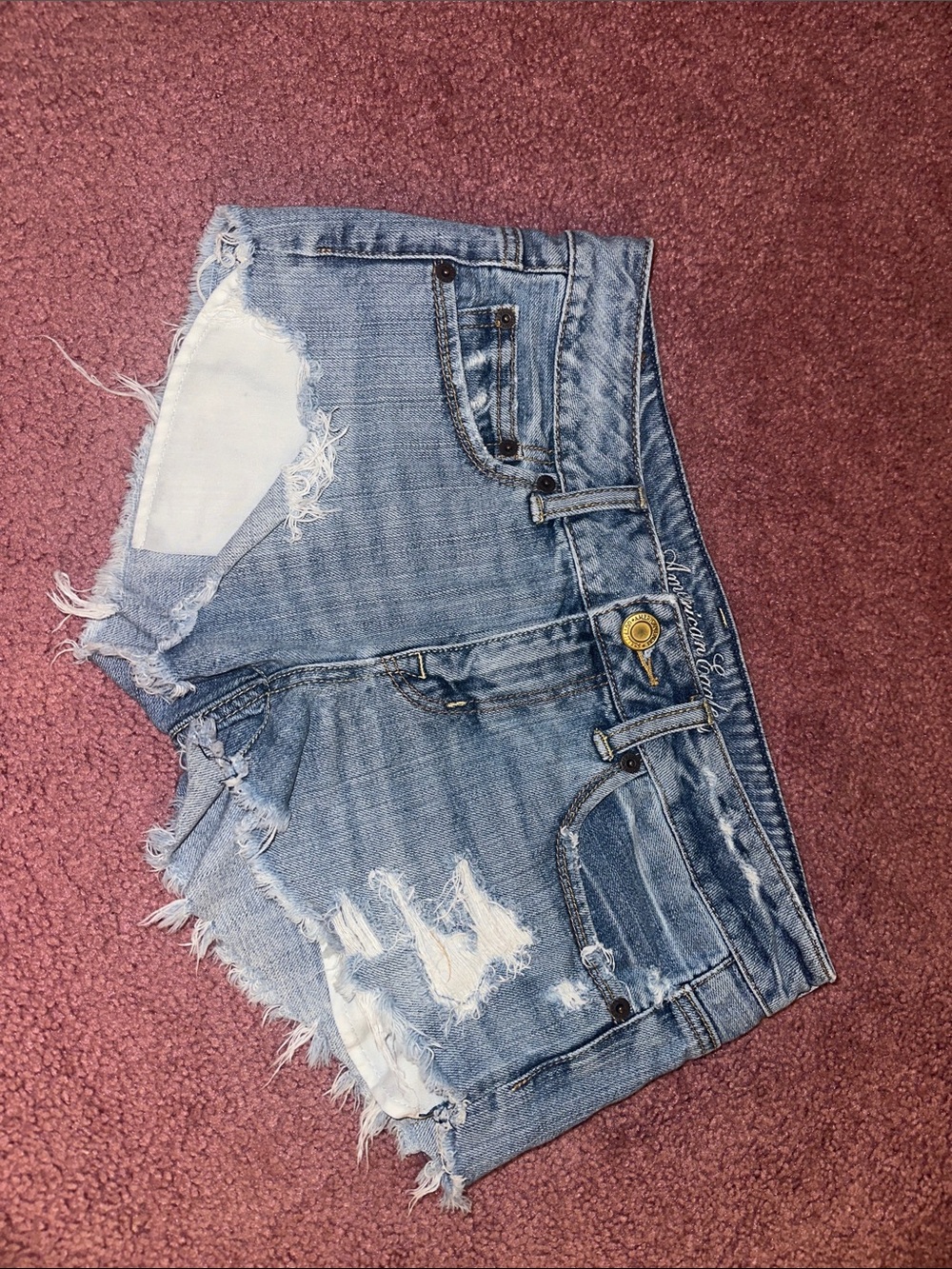 American Eagle Outfitters Distressed Light Blue Denim Cutoff Shorts